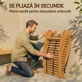 Outsunny Set de 2 Balansoare de Exterior, Șezlonguri Pliabile Ergonomice din Lemn de Acacia, Natural. | Aosom Romania