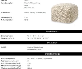 Taburete design LUX Schillinger, Ivory