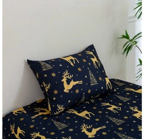 Set 2 huse decorative pentru perne GOLDEN DEER 50x70cm, albastru inchis