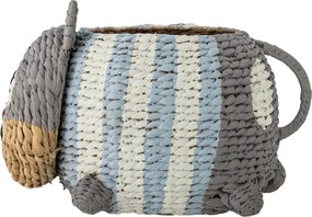 Coș depozitare pisică din iarbă de mare împletită, multicolor, în formă de pisică adormită, 46x30x25 cm, „Mille"