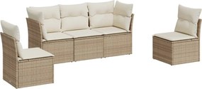 vidaXL Set canapele de grădină cu perne, 5 piese, bej, poliratan
