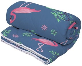 Set Alcam 2 perne microfibra 50x70 cm si pilota matlasata 220x200 cm, Pink Flamingo