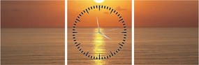 Tablou - Apus de soare peste ocean (cu ceas) (90x30 cm)