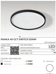 Plafoniera slim LED dimabil, protectie IP40 PANKA 40 CCT negru
