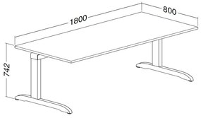 Masa ProOffice C 180 x 80 cm, nuc