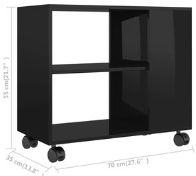 Masa laterala, negru extralucios, 70x35x55 cm, lemn compozit 1, negru foarte lucios