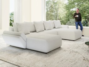 Colțar extensibil dumonde cu ladă de depozitare si sezut confortabil din spuma high-density, Berlin U Zoom Grey 380x180 cm