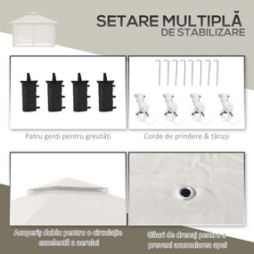 Outsunny Pavilion Pliabil Pop-Up 4x4 m cu Înălțime Reglabilă pe 3 Niveluri, Pavilion Exterior cu Plasă de Țânțari, Saci de Nisip, Geantă de Transport, UV50+, pentru Grădină Camping Petreceri, Crem | Aosom Romania