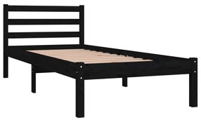 810394 vidaXL Cadru de pat mic single, negru, 75x190 cm, lemn masiv de pin