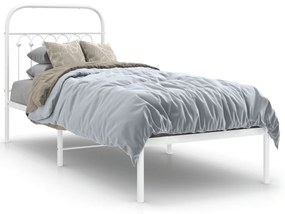 376639 vidaXL Cadru de pat metalic cu tăblie, alb, 75x190 cm