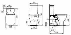 Rezervor pe vas wc Ideal Standard Tesi cu alimentare inferioara alb mat