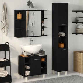 vidaXL Set de mobilier pentru baie , 3 piese, Stejar negru, Lemn de inginerie