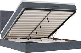 vidaXL Cadru de pat otoman cu saltele Gri închis 200x200cm catifea