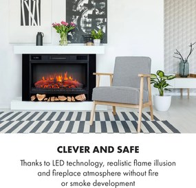 Klarstein Vulsini Hideaway, șemineu electric, 1900 W, tehnologie LED, telecomandă, alb