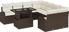 vidaXL Set de canapele pentru grădină 9 pcs Maro poliratan