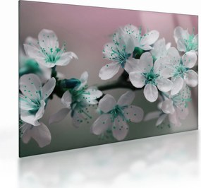 Tablou pe sticlă cu floare - turcoaz (70x50 cm)