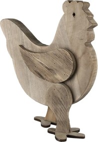 Figurină decorativă găină, din lemn, maro, 31x16x35 cm