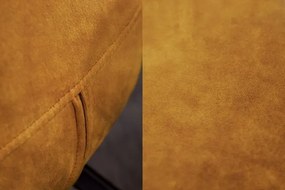 Set de 4 scaune moderne tapitate Amsterdam Retro, catifea galben mustar