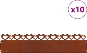 vidaXL Borduri pentru gazon 10 pcs Ruginit 103 x 0,05 x 22 cm