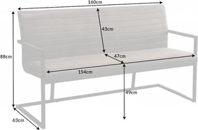 Bancheta design industrial Loft 160cm, vintage taupe