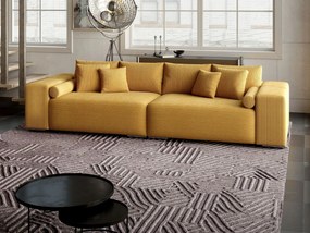 Canapea extensibilă dumonde cu ladă de depozitare si sezut confortabil din spuma high-density, Marbela Zoom Mustar XXL 295x100 cm