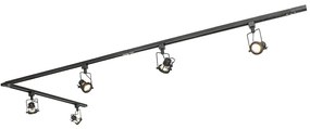 Sistem de șine industrial negru cu 5 spoturi monofazate - Suplux