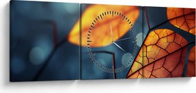Tablou - Textura frunzelor (cu ceas) (90x30 cm)