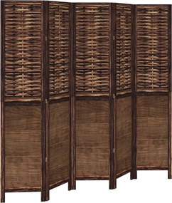 vidaXL Paravan cameră 5 panouri, maro închis, lemn masiv paulownia