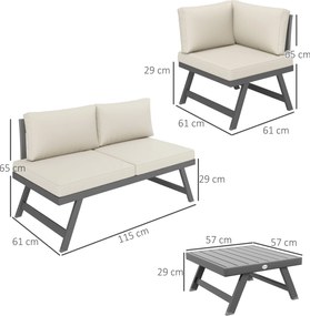 Outsunny Set mobilier de grădină colțar și convertibil 4 piese cu 2 canapele, 1 fotoliu de colț și 1 măsuță de cafea | Aosom Romania
