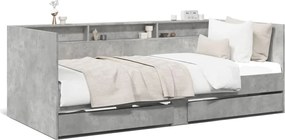 vidaXL Pat de zi cu sertare fără saltea, gri beton, 75x190 cm