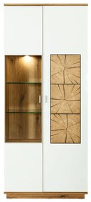 Vitrina Dakota White Cu 2 Usi Alb Si Natur, 85 Cm