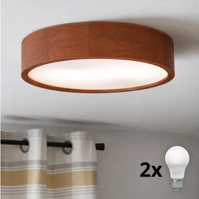 Brilagi - Plafonieră LED CARVALHO 2xE27/15W/230V stejar/cireș Ø 37 cm