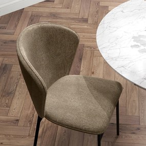 HOMCOM Scaun de masă, Design contemporan și elegant, Material textil cu efect de in, Oțel, 52 x 55 x 80 cm,  Maro deschis | Aosom Romania