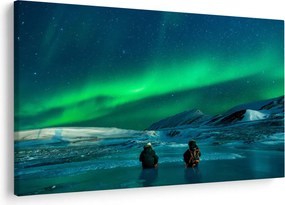 Tablou cu oameni la Aurora borealis (90x60 cm)