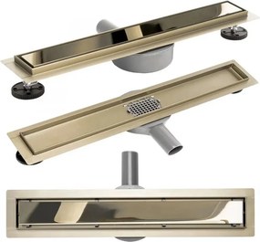 Set rigola pentru dus plus capac 90 cm Rea Neo Pure Mirror Pro auriu