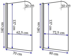 Paravan de cada Rea Topaz crom 70x140 cm mobil