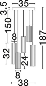 Lustra cu 5 pendule LED BRIELLE