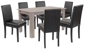 Set de masă Leon 6+1 stejar York-negru