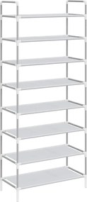 vidaXL Raft încălțăminte 8 etajere, argintiu, metal și textil nețesut