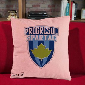Perna Personalizata Progresul Spartac Fotbal, 40x40 cm, Roz, Husa Detasabila, Perna Inclusa, BEKZ®