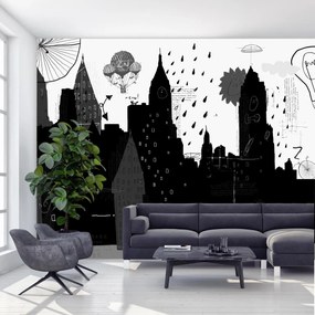 Fototapet - Oraș cu inscripții și modele (147x102 cm)