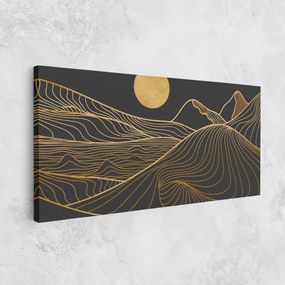 Tablou Canvas, 100x200cm, Dormitor si Living, Peisaje, Munti, Golden Mountain Moon
