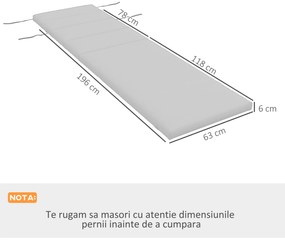 Outsunny Pernă de Lux pentru Șezlong Exterior cu Tetieră și Legături, Perfectă pentru Relaxare, Gri Deschis | Aosom Romania