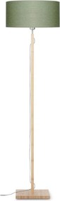 Lampadar modern cu baza din lemn si abajur textil FUJI, verde FUJI/F/4723/GF