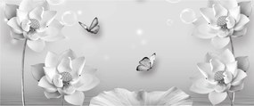 Tablou - Design flori și fluturi (120x50 cm)