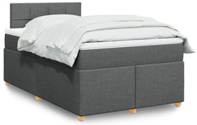 vidaXL Pat box spring cu saltea, gri închis, 120x200 cm, textil