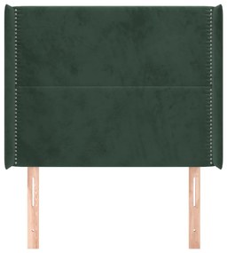Tablie pat cu aripioare verde inchis 93x16x118 128 cm catifea 1, Verde inchis, 93 x 16 x 118 128 cm