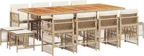 vidaXL Set mobilier de grădină cu perne, 13 piese, bej, poliratan