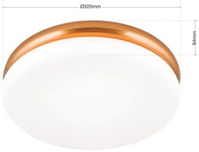 Plafoniera LED design circular JAMES D-32cm cupru/opal