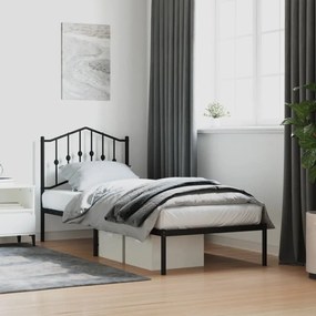 373780 vidaXL Cadru de pat metalic cu tăblie, negru, 80x200 cm
